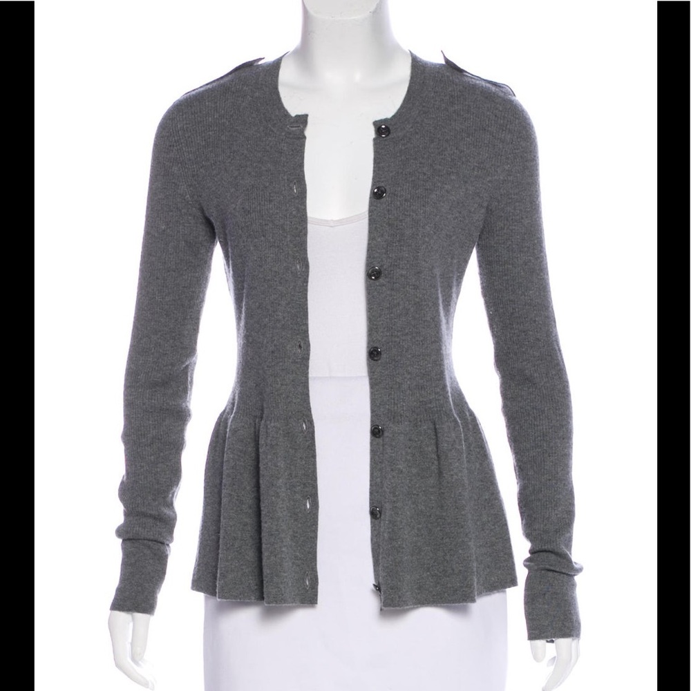 Burberry London Cashmere Peplum Cardigan Sweater